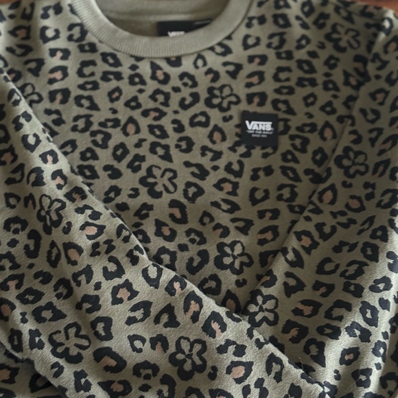 Vans leopard print olive green crewneck - Picture 3 of 5